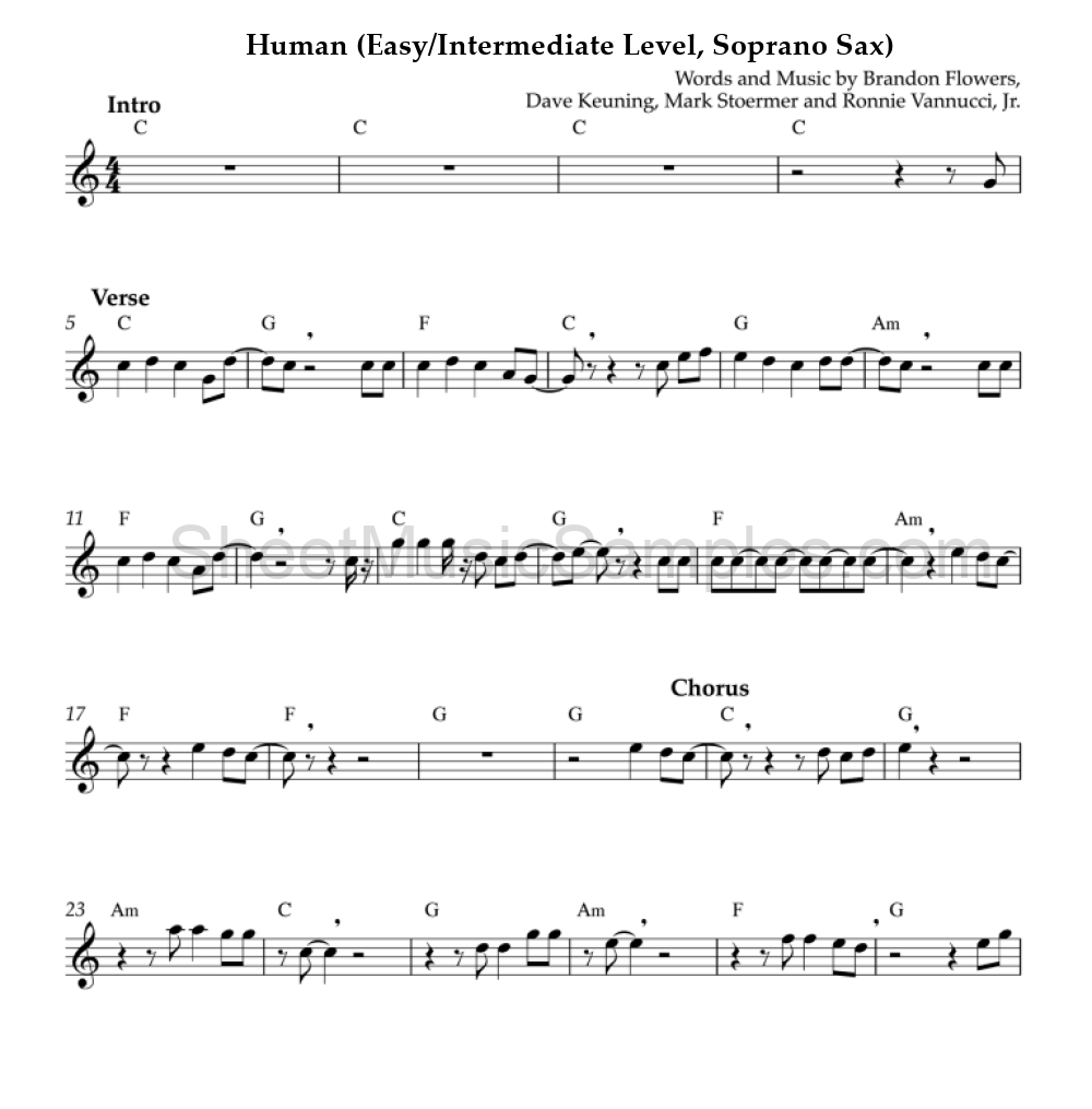 Human (Easy/Intermediate Level, Soprano Sax)