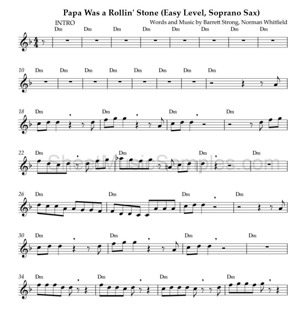 Papa Was a Rollin' Stone (Easy Level, Soprano Sax)