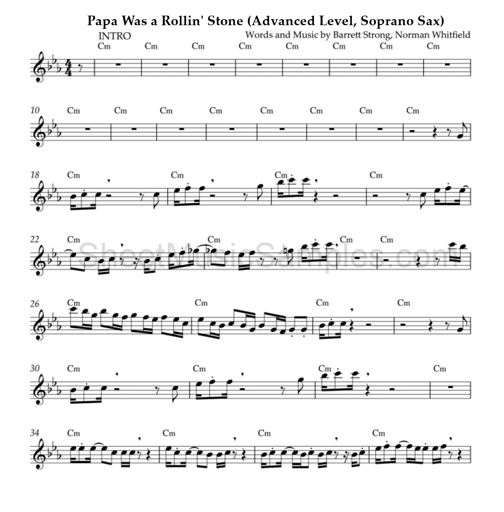 Papa Was a Rollin' Stone (Advanced Level, Soprano Sax)