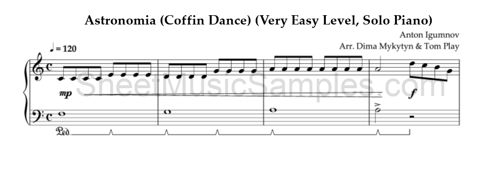 Astronomia (Coffin Dance) (Very Easy Level, Solo Piano)