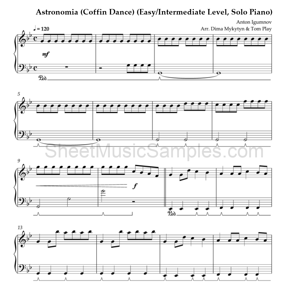 Astronomia (Coffin Dance) (Easy/Intermediate Level, Solo Piano)