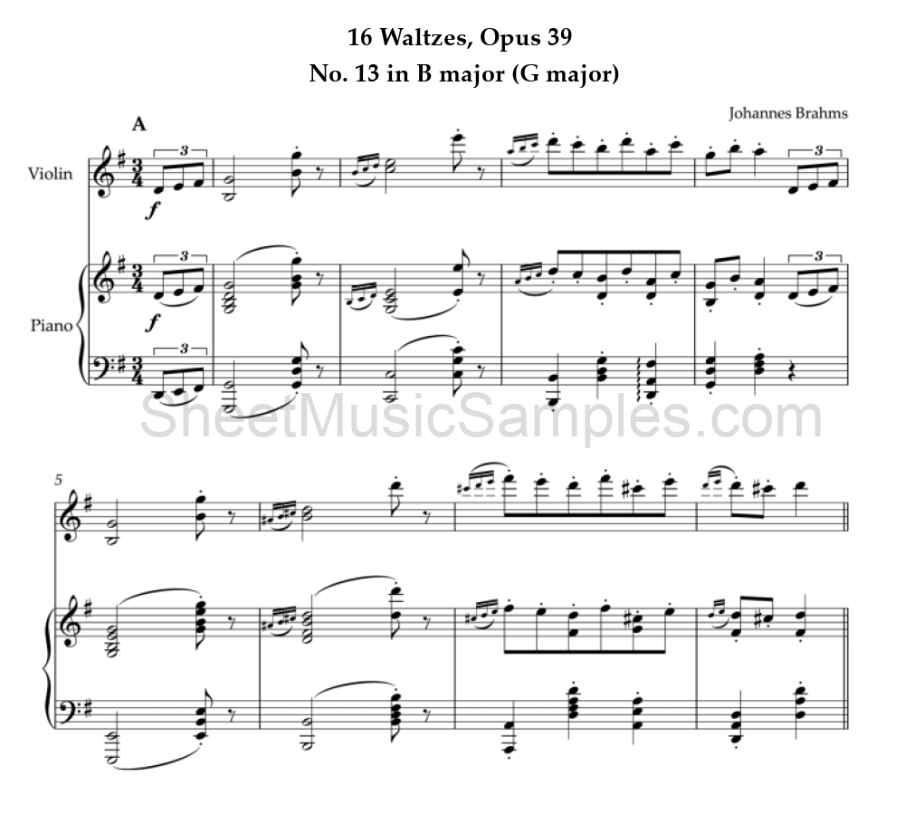 16 Waltzes, Opus 39 - No. 13 in B major (G major)