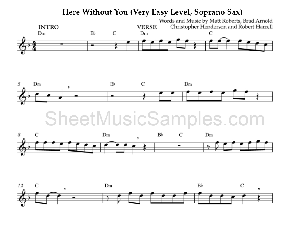 Here Without You (Very Easy Level, Soprano Sax)