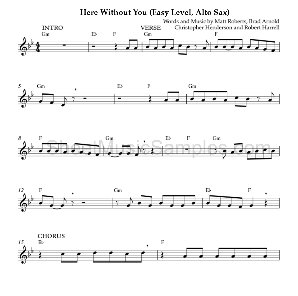 Here Without You (Easy Level, Alto Sax)