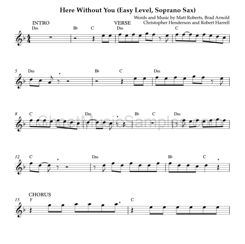 Here Without You (Easy Level, Soprano Sax)