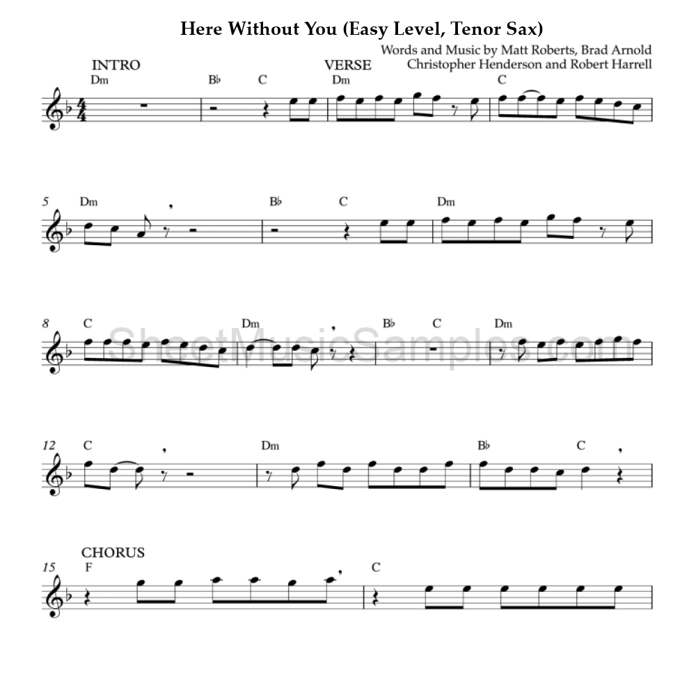 Here Without You (Easy Level, Tenor Sax)