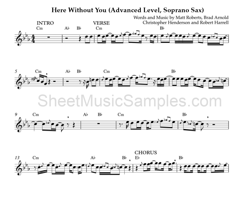 Here Without You (Advanced Level, Soprano Sax)