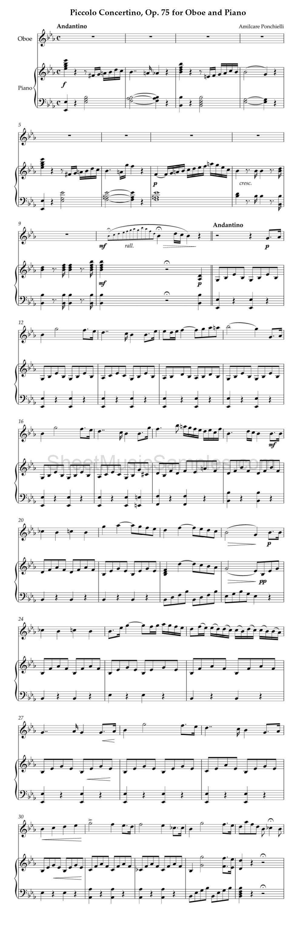 Piccolo Concertino, Op. 75 for Oboe and Piano