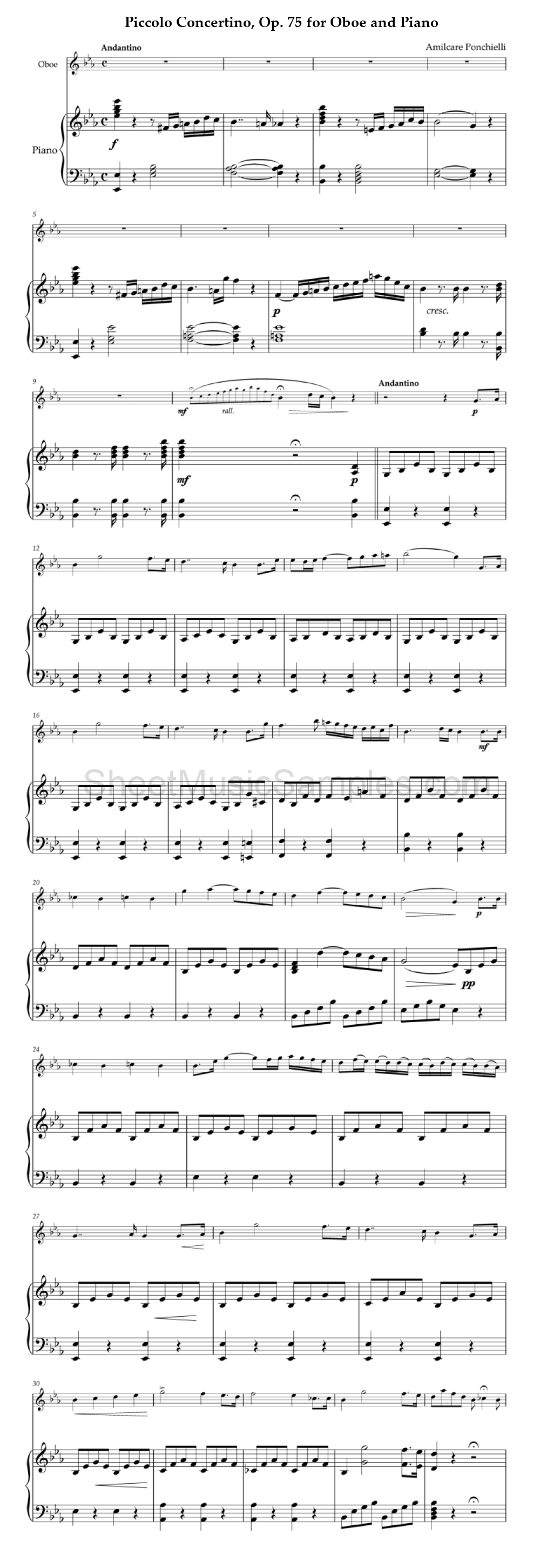 Piccolo Concertino, Op. 75 for Oboe and Piano