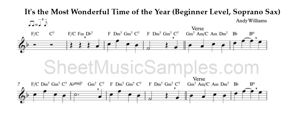 It's the Most Wonderful Time of the Year (Beginner Level, Soprano Sax)