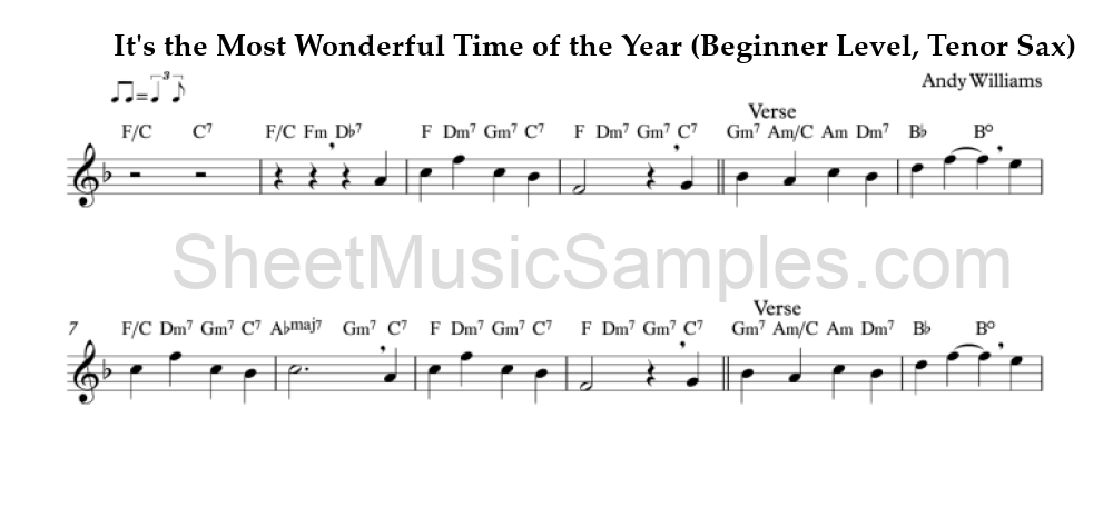 It's the Most Wonderful Time of the Year (Beginner Level, Tenor Sax)