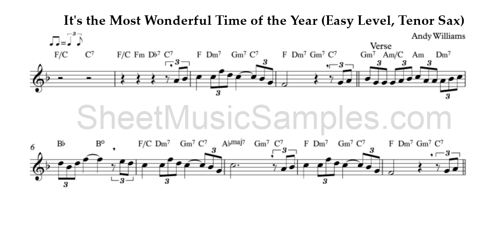 It's the Most Wonderful Time of the Year (Easy Level, Tenor Sax)