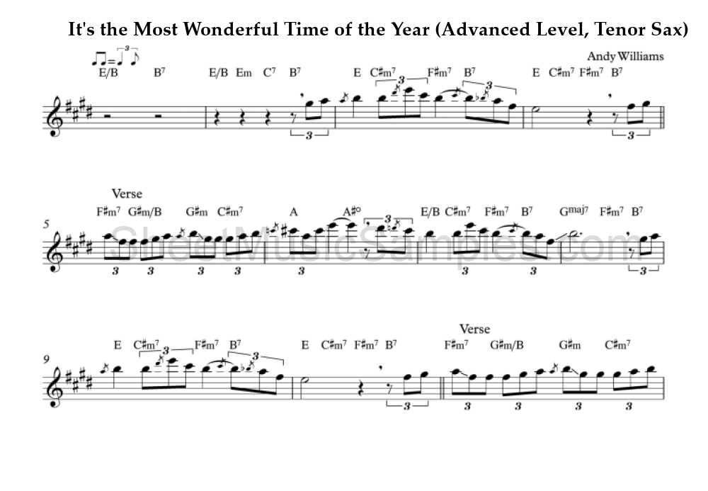 It's the Most Wonderful Time of the Year (Advanced Level, Tenor Sax)