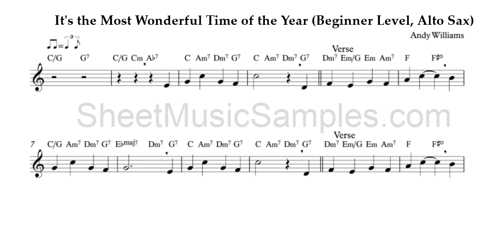 It's the Most Wonderful Time of the Year (Beginner Level, Alto Sax)