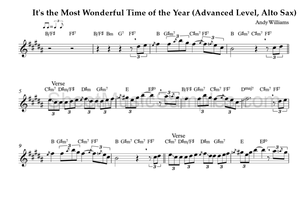 It's the Most Wonderful Time of the Year (Advanced Level, Alto Sax)