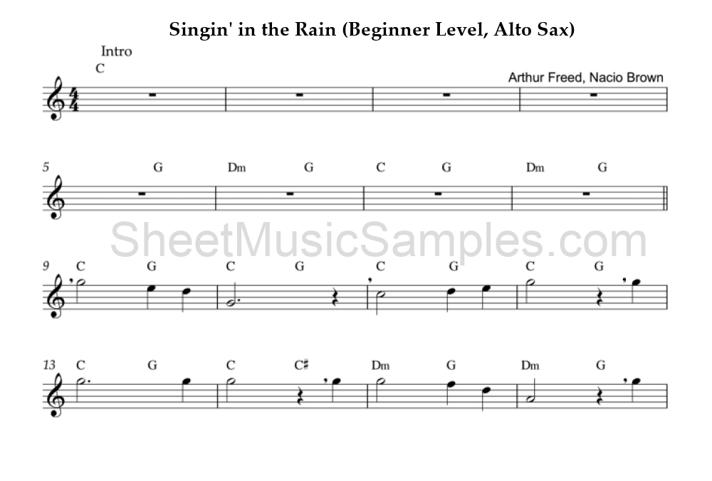 Singin' in the Rain (Beginner Level, Alto Sax)