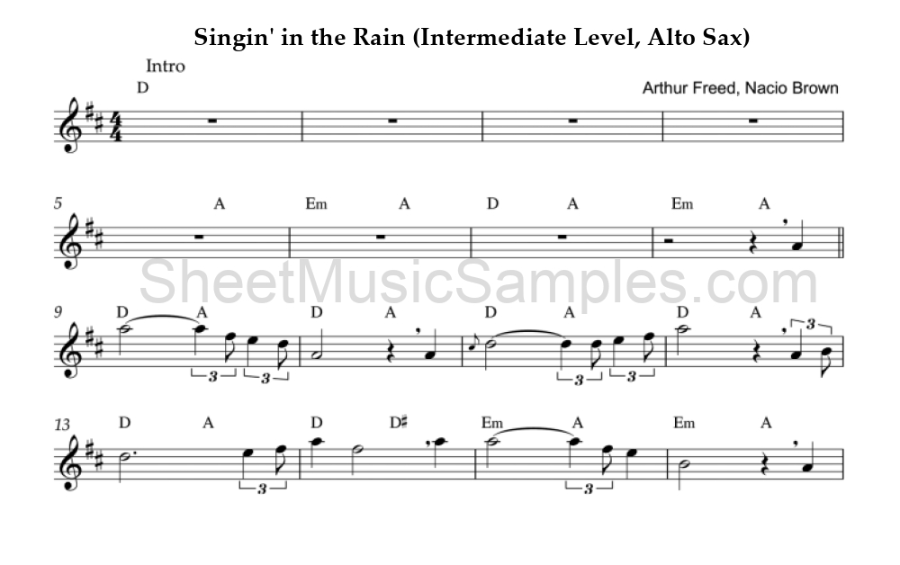 Singin' in the Rain (Intermediate Level, Alto Sax)