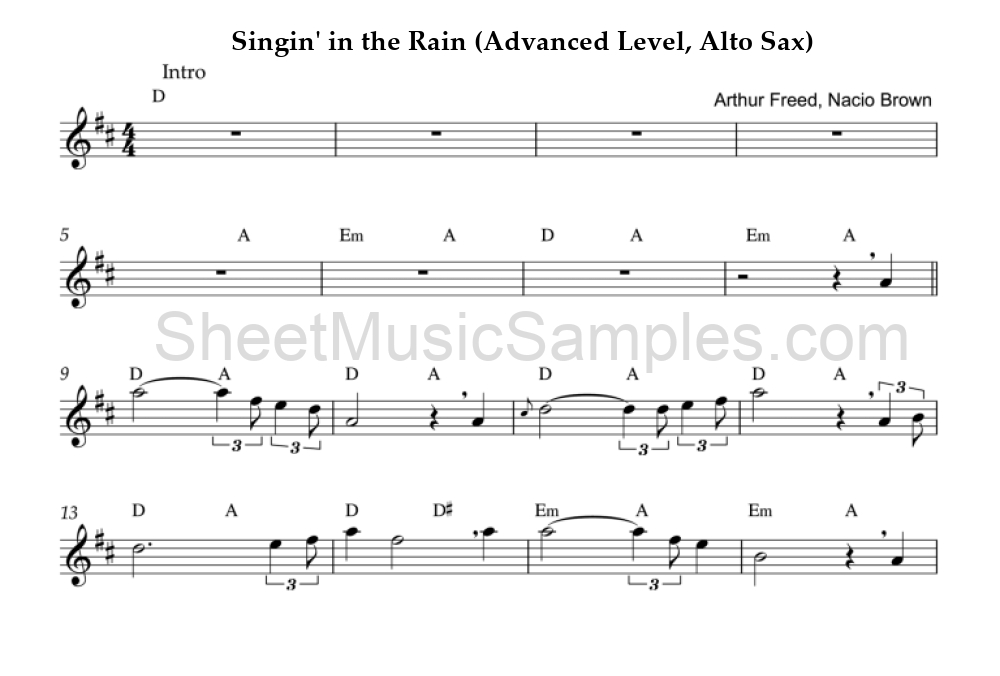 Singin' in the Rain (Advanced Level, Alto Sax)