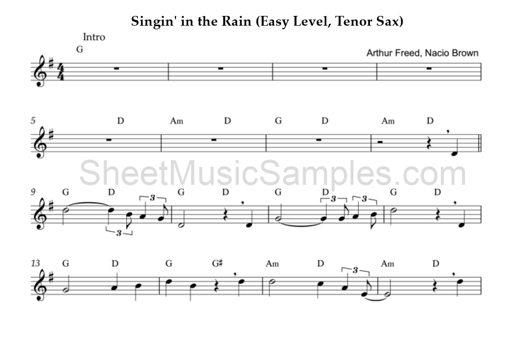 Singin' in the Rain (Easy Level, Tenor Sax)