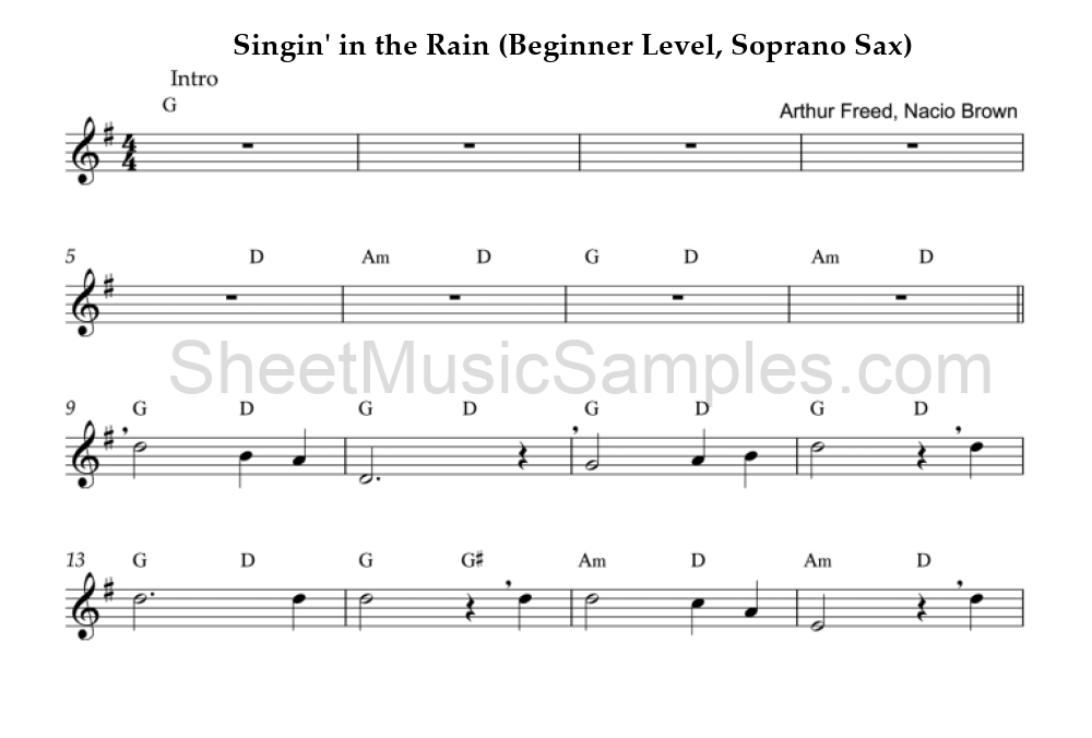 Singin' in the Rain (Beginner Level, Soprano Sax)