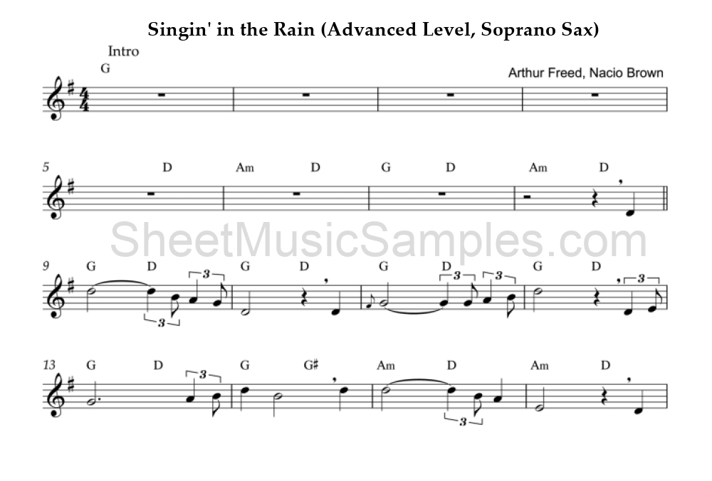 Singin' in the Rain (Advanced Level, Soprano Sax)