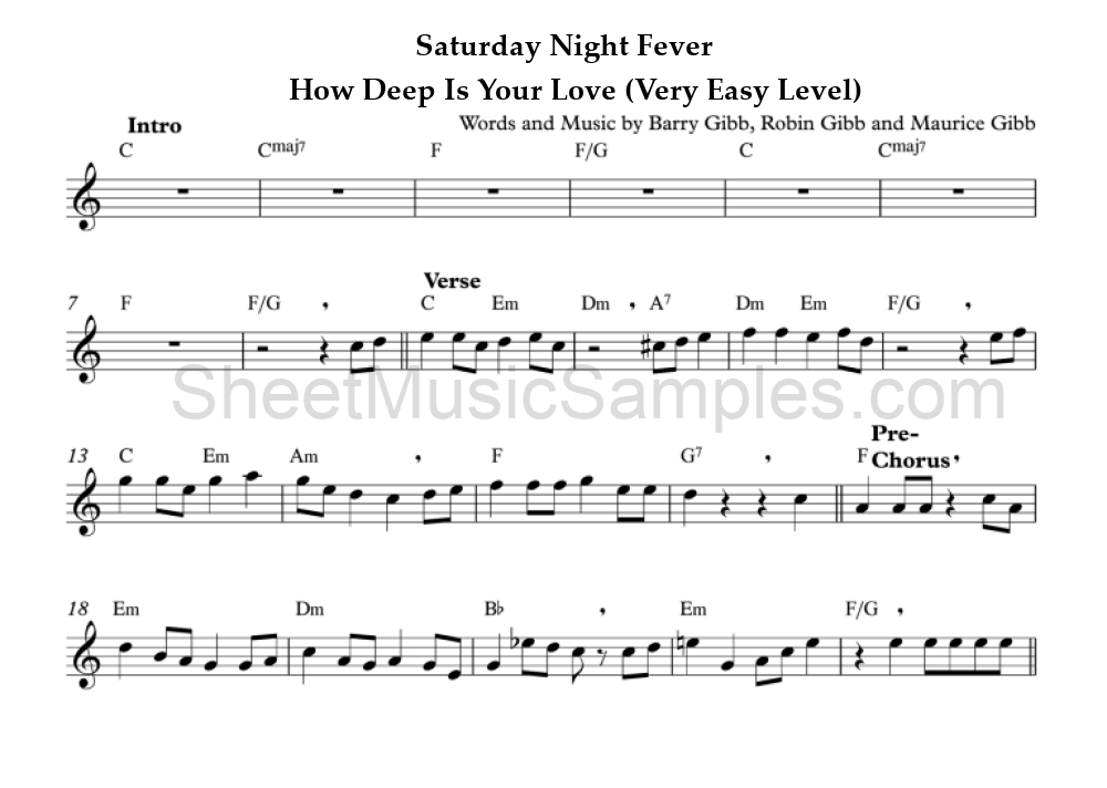 Saturday Night Fever - How Deep Is Your Love (Very Easy Level)