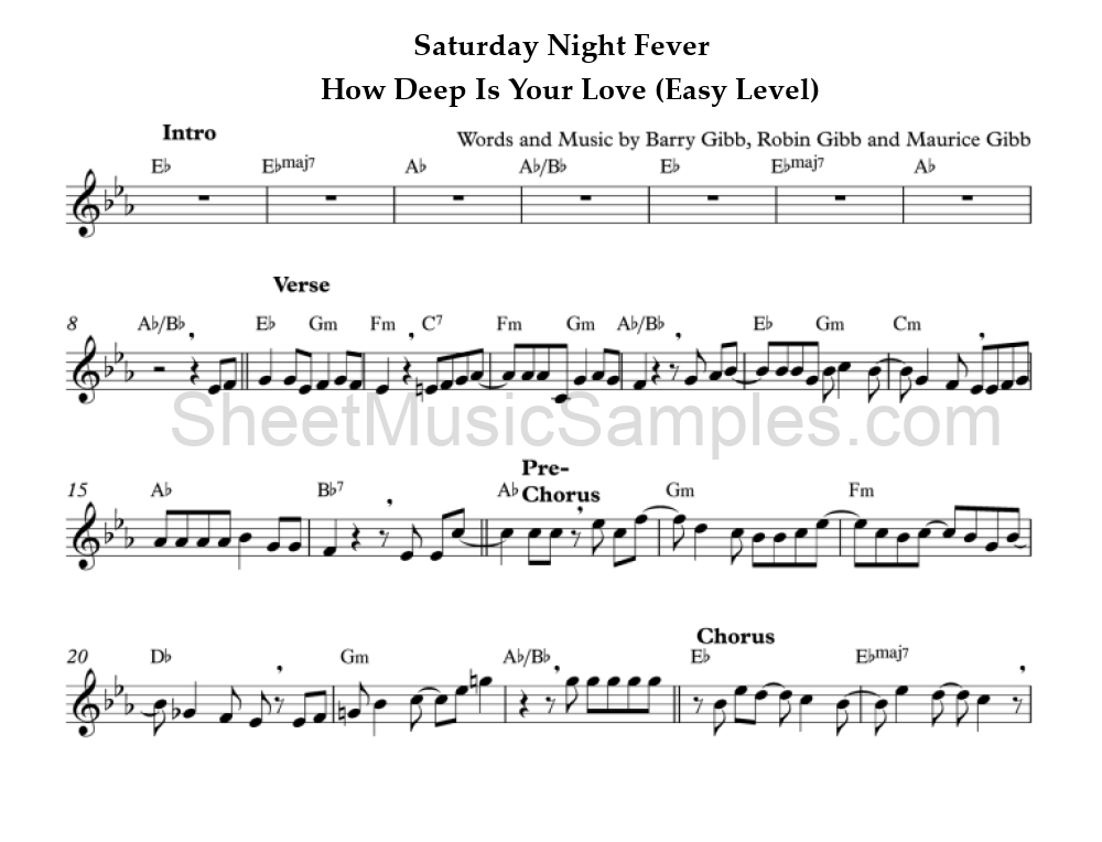 Saturday Night Fever - How Deep Is Your Love (Easy Level)