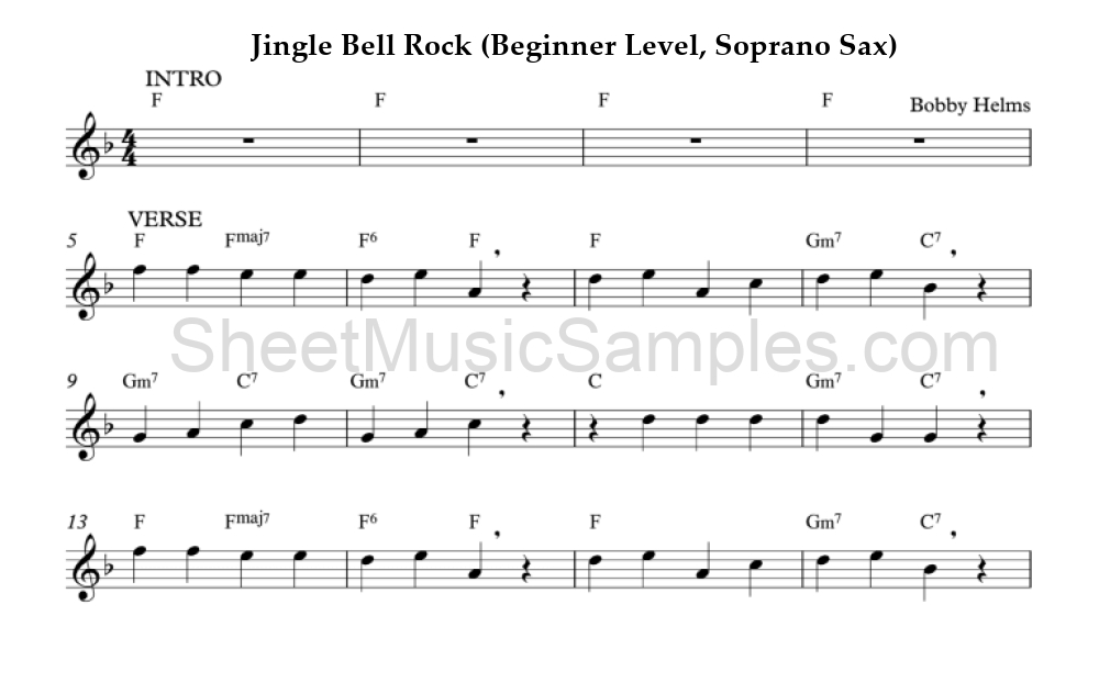 Jingle Bell Rock (Beginner Level, Soprano Sax)