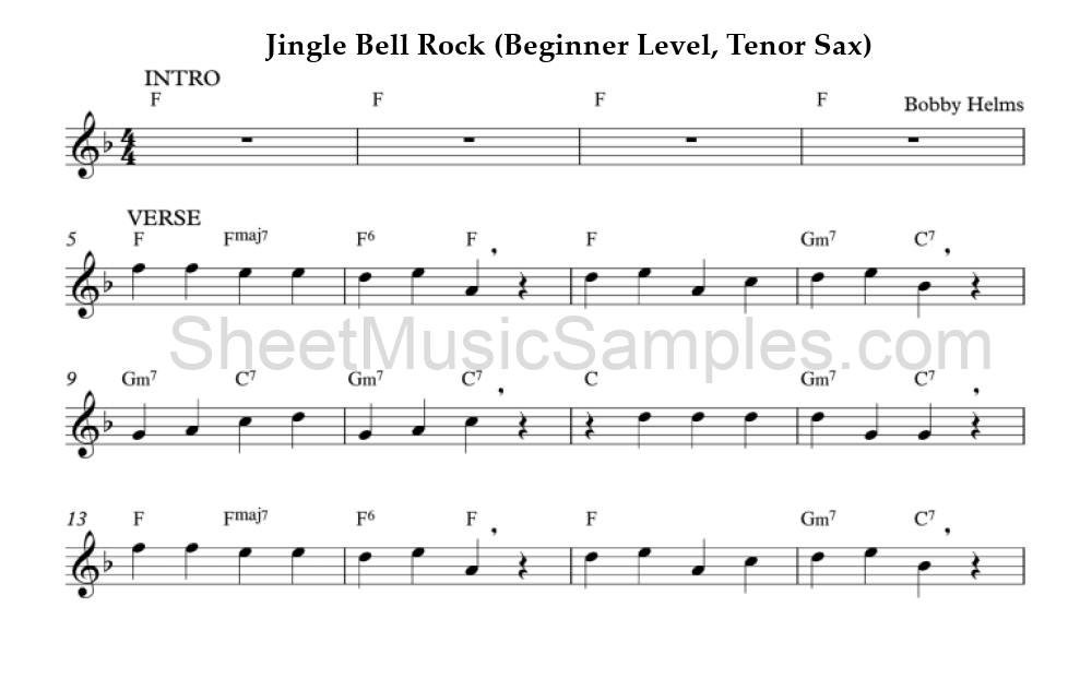 Jingle Bell Rock (Beginner Level, Tenor Sax)