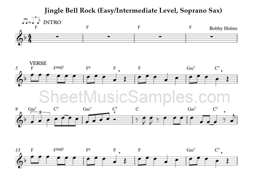 Jingle Bell Rock (Easy/Intermediate Level, Soprano Sax)