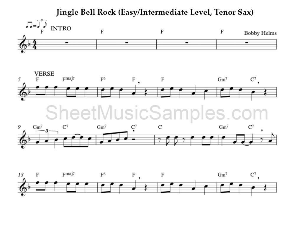 Jingle Bell Rock (Easy/Intermediate Level, Tenor Sax)