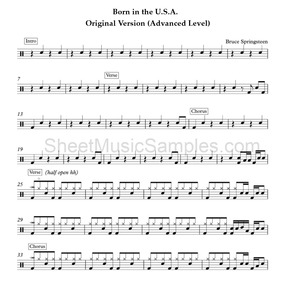 Born in the U.S.A. - Original Version (Advanced Level)