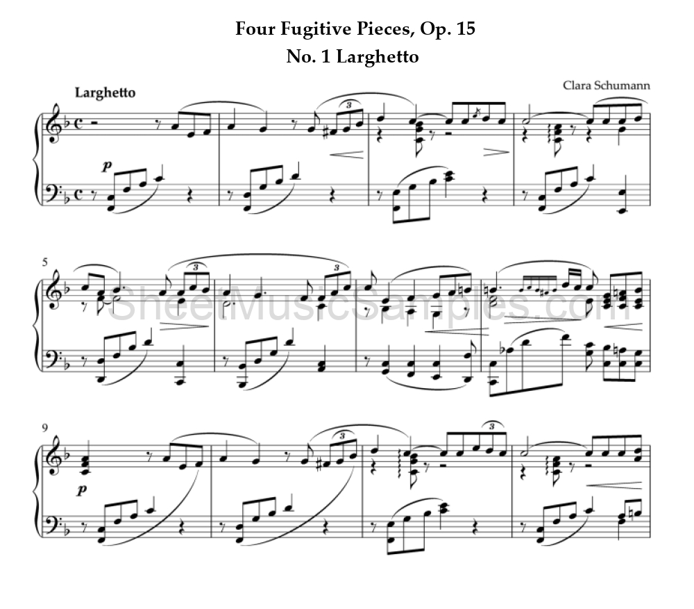 Four Fugitive Pieces, Op. 15 - No. 1 Larghetto