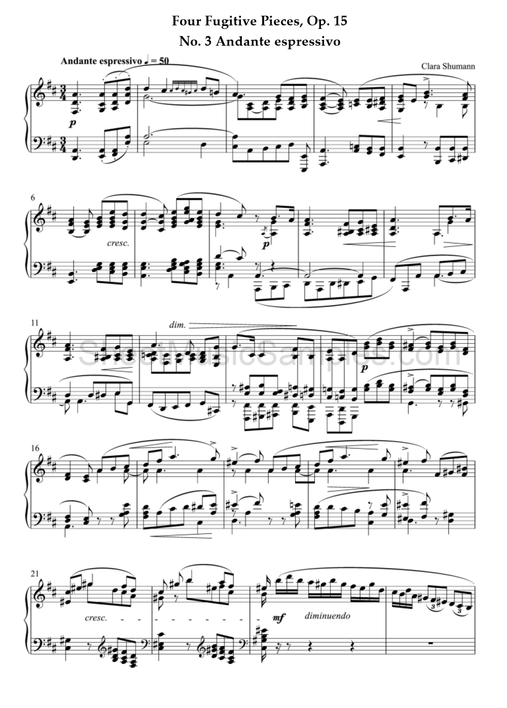 Four Fugitive Pieces, Op. 15 - No. 3 Andante espressivo