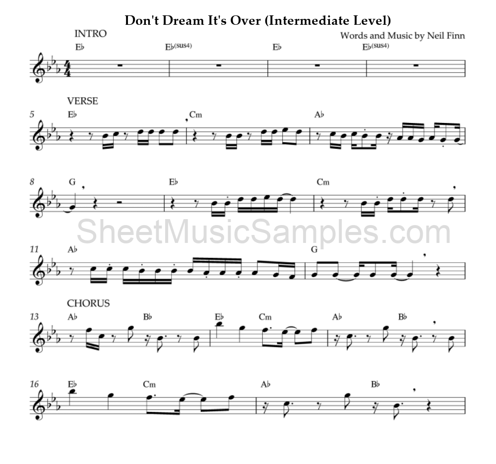 Don't Dream It's Over (Intermediate Level)