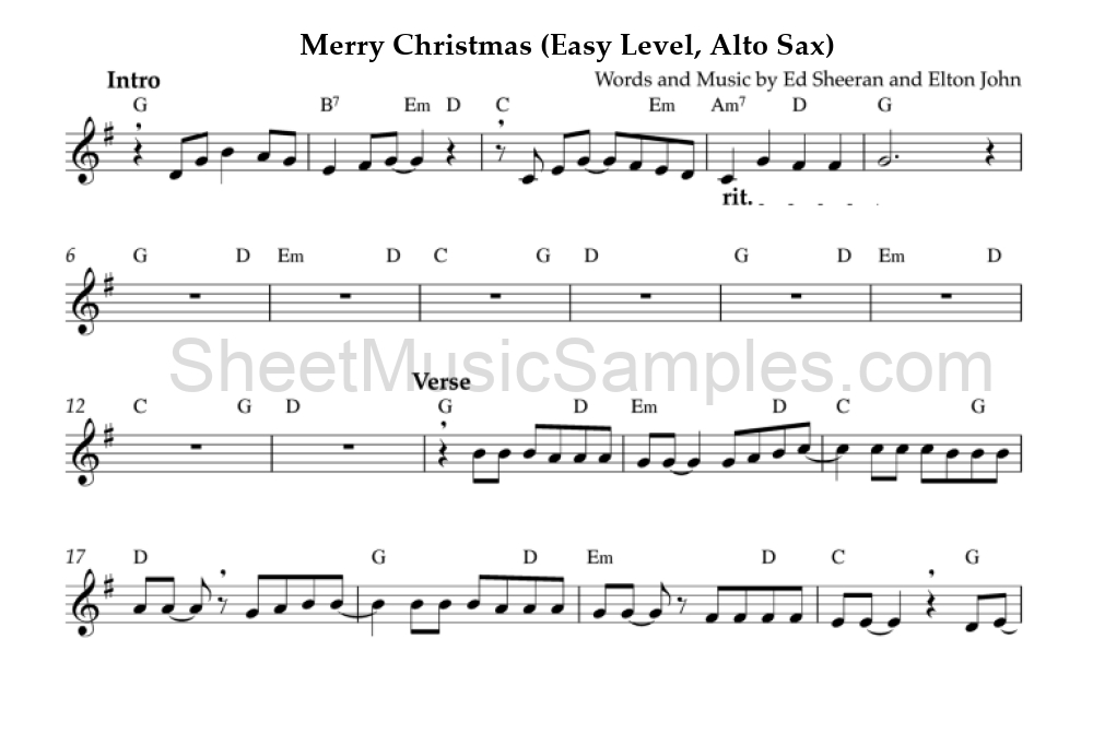 Merry Christmas (Easy Level, Alto Sax)