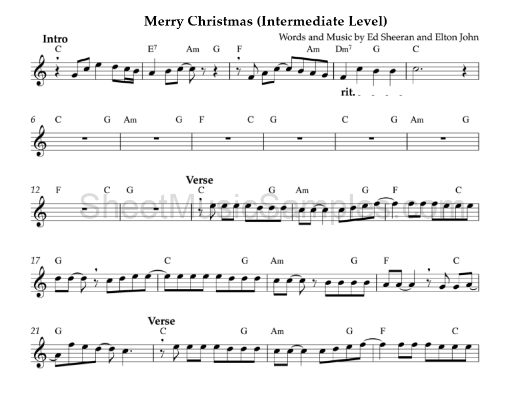 Merry Christmas (Intermediate Level)