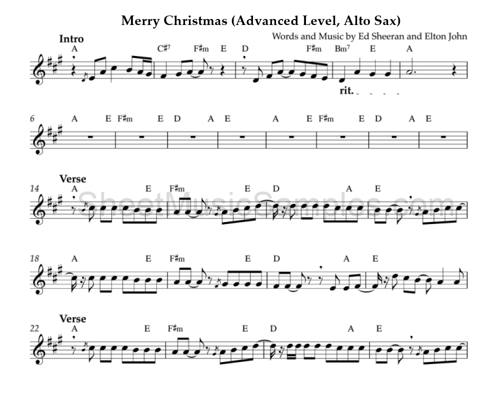 Merry Christmas (Advanced Level, Alto Sax)