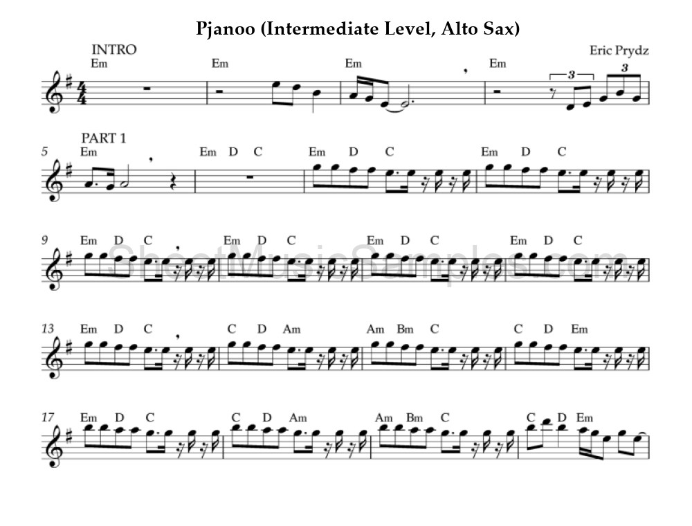 Pjanoo (Intermediate Level, Alto Sax)