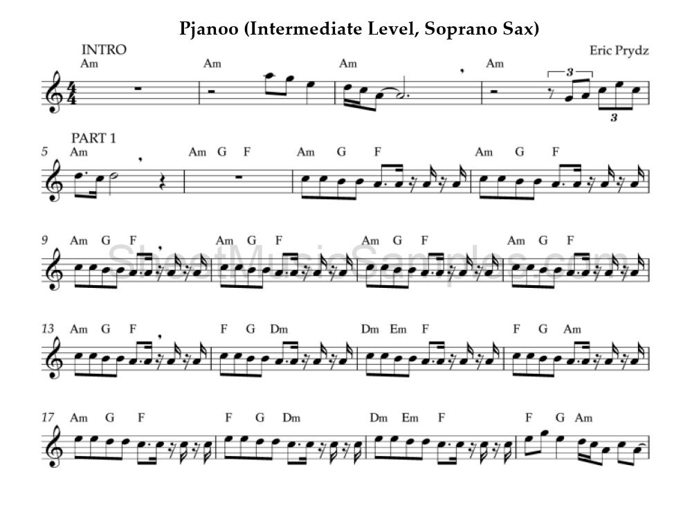 Pjanoo (Intermediate Level, Soprano Sax)