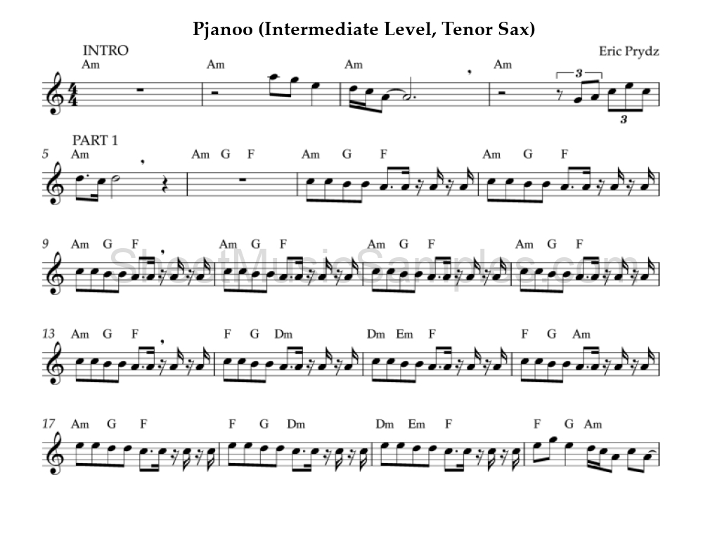 Pjanoo (Intermediate Level, Tenor Sax)