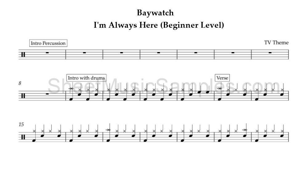 Baywatch - I'm Always Here (Beginner Level)