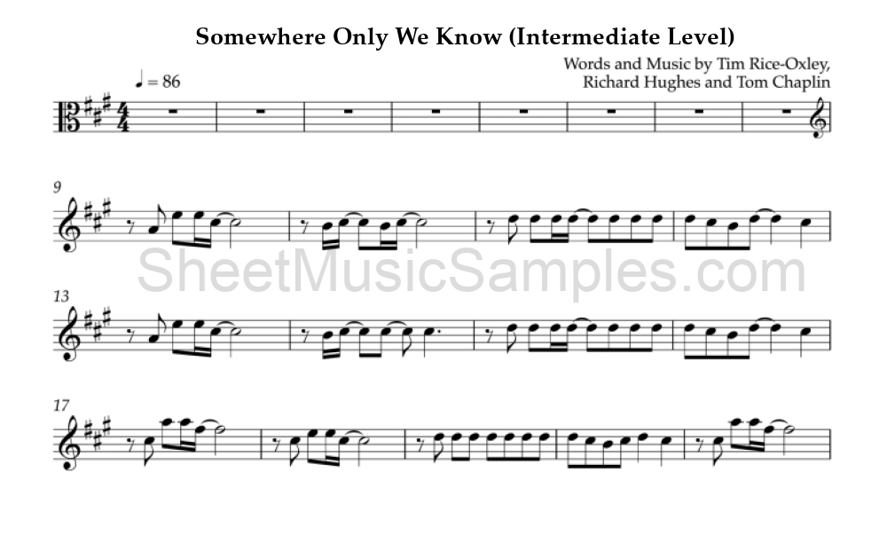 Somewhere Only We Know (Intermediate Level)