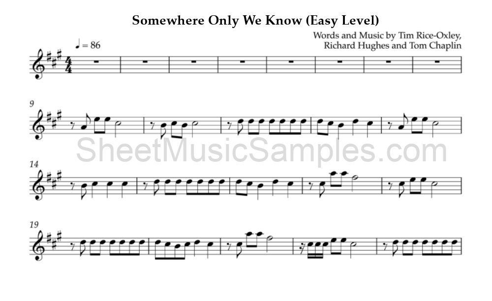 Somewhere Only We Know (Easy Level)