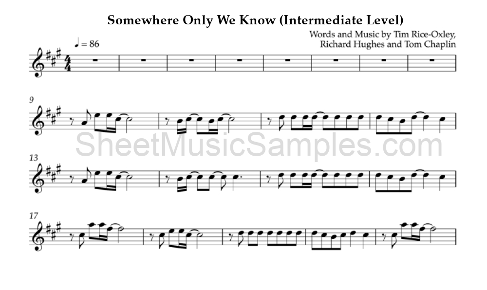 Somewhere Only We Know (Intermediate Level)