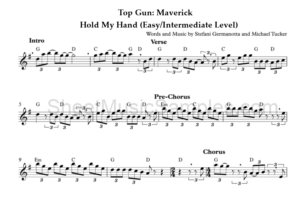 Top Gun: Maverick - Hold My Hand (Easy/Intermediate Level)