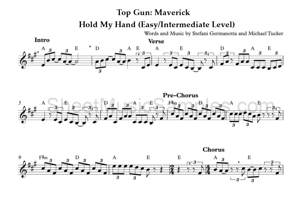 Top Gun: Maverick - Hold My Hand (Easy/Intermediate Level)