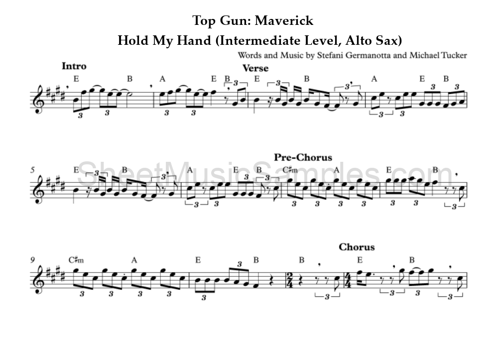 Top Gun: Maverick - Hold My Hand (Intermediate Level, Alto Sax)