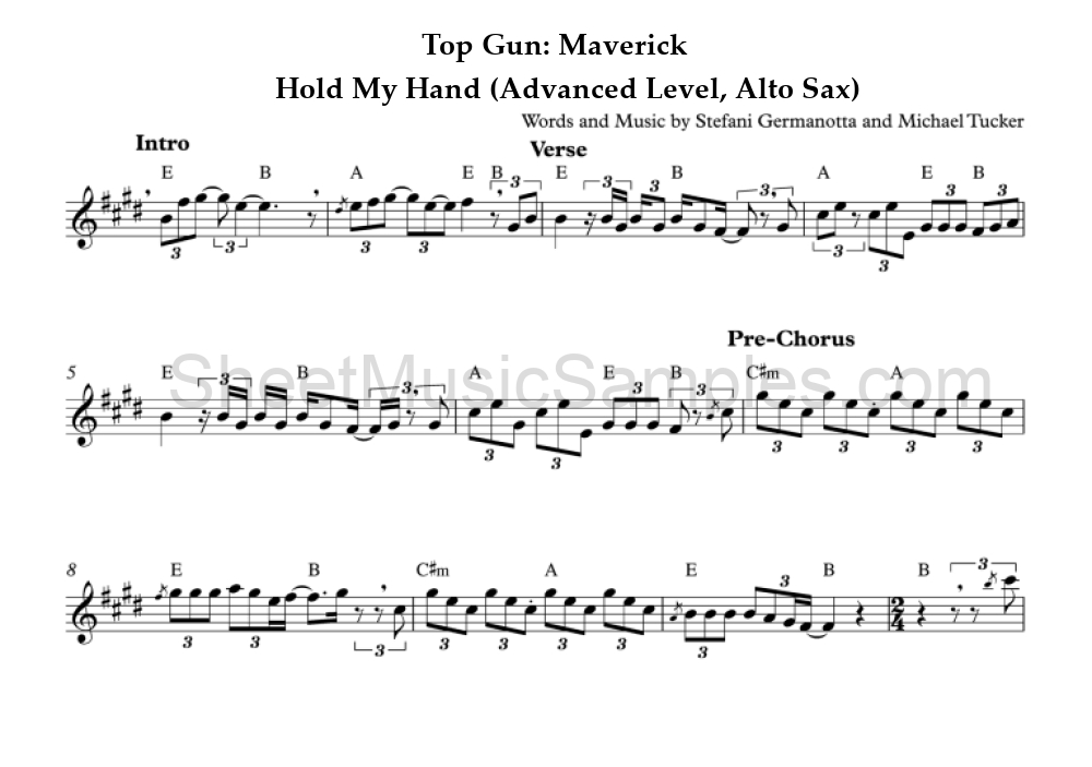 Top Gun: Maverick - Hold My Hand (Advanced Level, Alto Sax)