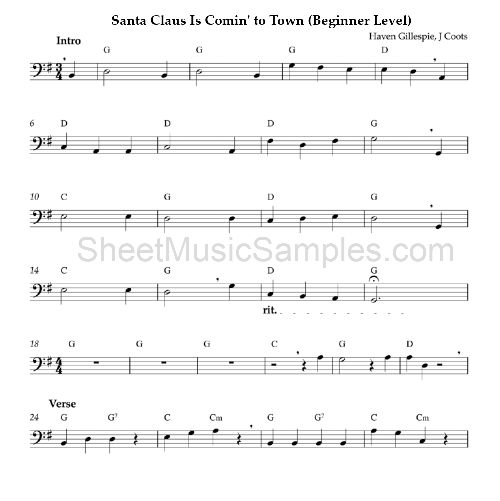 Santa Claus Is Comin' to Town (Beginner Level)